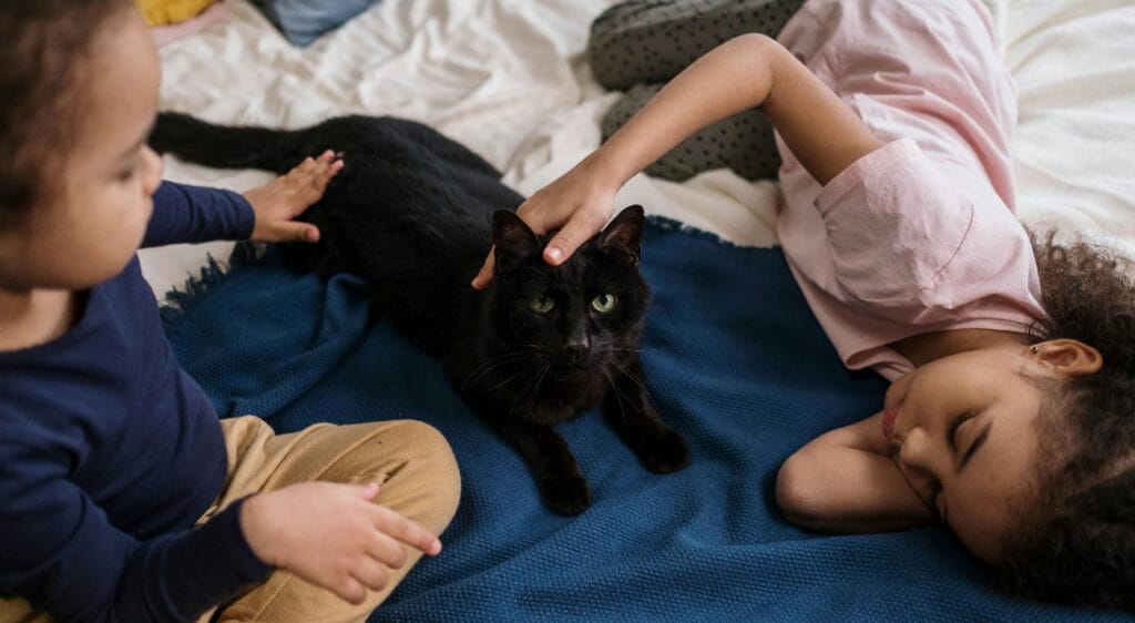 kinderen met kat